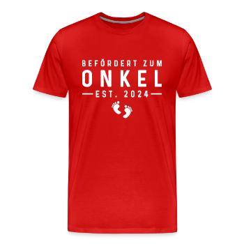 Befördert zum Onkel 2024 Babyparty - Männer Premium Bio T-Shirt - Rot - Vorne - Damien (186cm)