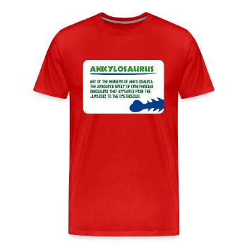 Dinosaurier: Ankylosaurus - interessante Tatsache - Männer Premium Bio T-Shirt - Rot - Vorne - Damien (186cm)
