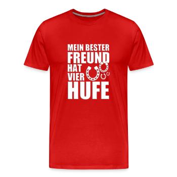 MEIN BESTER FREUND HAT VIER HUFE - PFERD - PFERDE - Männer Premium Bio T-Shirt - Rot - Vorne - Damien (186cm)