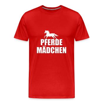 PFERDEMÄDCHEN - PFERD - REITERIN - REITEN - PONY - Männer Premium Bio T-Shirt - Rot - Vorne - Damien (186cm)
