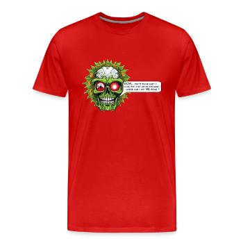 Marihuana - Comic Schädel - Männer Premium Bio T-Shirt - Rot - Vorne - Damien (186cm)