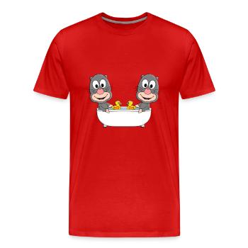 BADEN - BADEWANNE - MAULWÜRFE - MAULWURF - TIERE - Männer Premium Bio T-Shirt - Rot - Vorne - Damien (186cm)