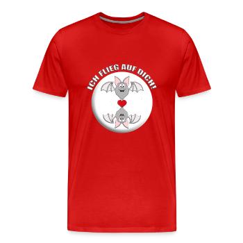 ICH FLIEG AUF DICH! - FLEDERMÄUSE - LIEBE - HERZ - Männer Premium Bio T-Shirt - Rot - Vorne - Damien (186cm)