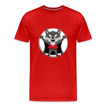 WERWOLF - WOLF - MOND - VAMPIR - HALLOWEEN - Männer Premium Bio T-Shirt - Rot - Vorne - Damien (186cm)