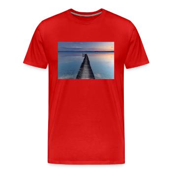 Evening atmosphere at Lake Ammersee - Men's Premium Organic T-Shirt - red - Front - Damien (186cm)