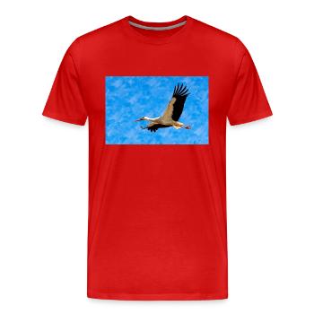 Cigogne en vol - T-shirt bio Premium Homme - rouge - Devant - Damien (186cm)