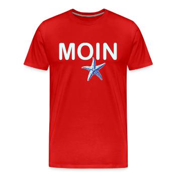 Hello with Starfish - Men's Premium Organic T-Shirt - red - Front - Damien (186cm)