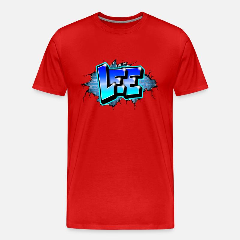 Graffiti LEE Blue Brick Risse - Männer Premium Bio T-Shirt - Rot