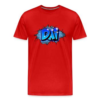 Graffiti DAI Blaue Ziegel Risse - Männer Premium Bio T-Shirt - Rot - Vorne - Damien (186cm)