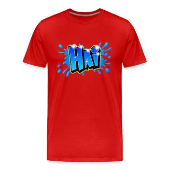 Graffiti name "HAI" Imprimable tout support ! - T-shirt bio Premium Homme - rouge - Devant - Damien (186cm)
