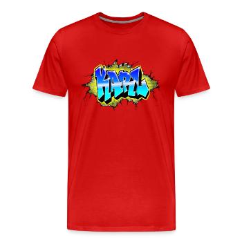 Graffiti KARL Wall Crack Ziegel Gelb - Männer Premium Bio T-Shirt - Rot - Vorne - Damien (186cm)