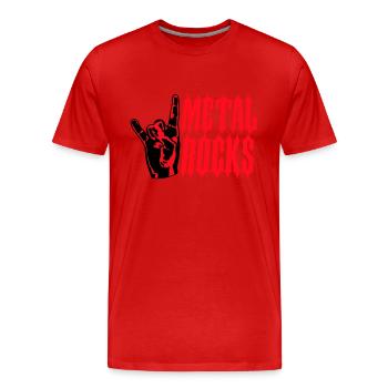 Heavy Metal Rocks Hard Rock Music Text Saying Logo - Men's Premium Organic T-Shirt - red - Front - Damien (186cm)