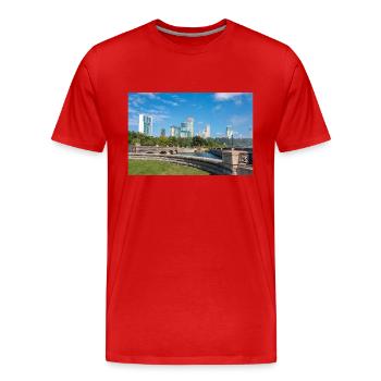 Die Skyline von Niagara City und das Panorama der Niagarafälle - Männer Premium Bio T-Shirt - Rot - Vorne - Damien (186cm)