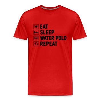 Essen Schlaf Wasserball Wiederholung Aquatic Polo Spieler - Männer Premium Bio T-Shirt - Rot - Vorne - Damien (186cm)