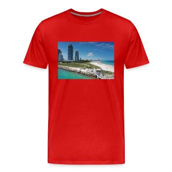 Miami Beach Piermit Wolkenkratzer - Männer Premium Bio T-Shirt - Rot - Vorne - Damien (186cm)