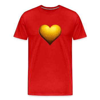 Goldener Schriftzug Herz aus Gold - Männer Premium Bio T-Shirt - Rot - Vorne - Damien (186cm)