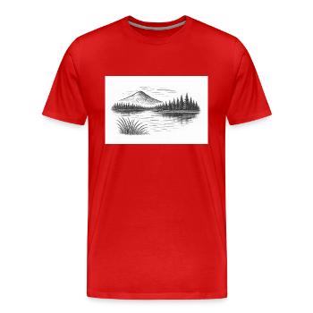 Bergpanorama hinter See - Männer Premium Bio T-Shirt - Rot - Vorne - Damien (186cm)