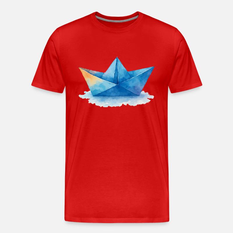 papierboot aquarell - Männer Premium Bio T-Shirt - Rot