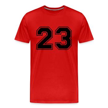 23 - Männer Premium Bio T-Shirt - Rot - Vorne - Damien (186cm)