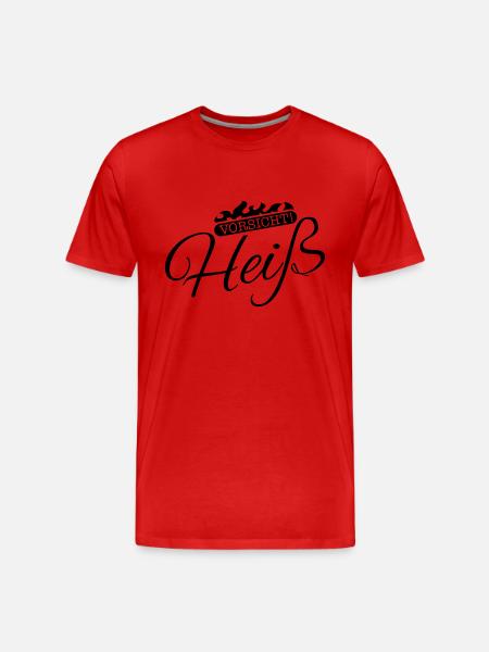 vorsicht_heiss_se1 - Männer Premium Bio T-Shirt - Rot