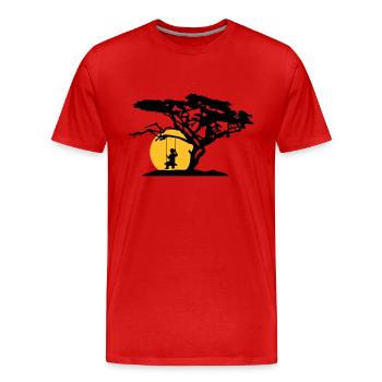 soleil silhouette arbre afrique savane trauri solitaire - T-shirt bio Premium Homme - rouge - Devant - Damien (186cm)