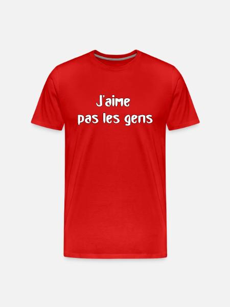 J'aime pas les gens... - T-shirt bio Premium Homme - rouge