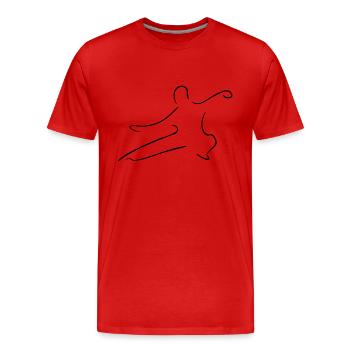 Qi Gong Line Art - Minimaliste - T-shirt bio Premium Homme - rouge - Devant - Damien (186cm)