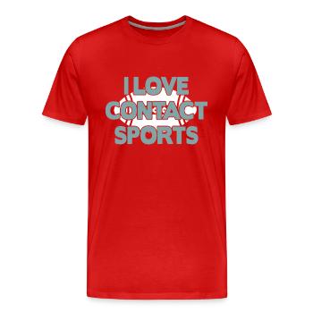 I love Contact Sports Football - Men's Premium Organic T-Shirt - red - Front - Damien (186cm)