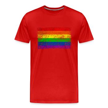 Drapeau arc-en-ciel Vintage - T-shirt bio Premium Homme - rouge - Devant - Damien (186cm)
