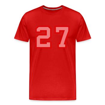Cool Retro Retrostyle Numéro de maillot numéro de dos - T-shirt bio Premium Homme - rouge - Devant - Damien (186cm)