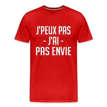 j'peux pas j'ai pas envie - T-shirt bio Premium Homme - rouge - Devant - Damien (186cm)