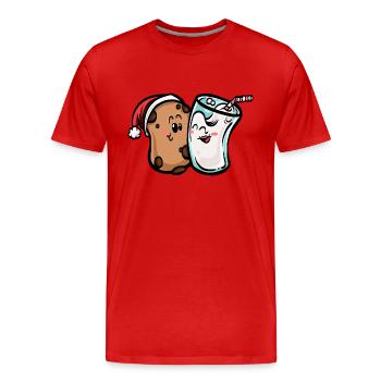 Biscuits et lait - T-shirt bio Premium Homme - rouge - Devant - Damien (186cm)