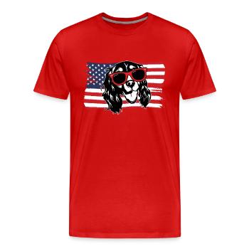 Chien d’épagneul Springer anglais - T-shirt bio Premium Homme - rouge - Devant - Damien (186cm)