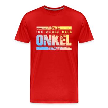 Ich werde Bald Onkel - Männer Premium Bio T-Shirt - Rot - Vorne - Damien (186cm)