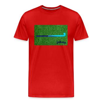 Hockey sur gazon artificiel Bâtons de hockey - T-shirt bio Premium Homme - rouge - Devant - Damien (186cm)
