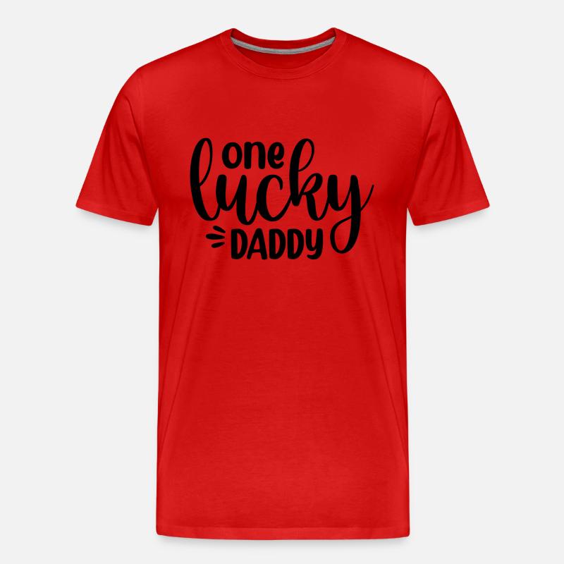 One Lucky Daddy - Männer Premium Bio T-Shirt - Rot
