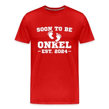 Schwangerschaftsverkündung Idee 2024 Onkel - Männer Premium Bio T-Shirt - Rot - Vorne - Damien (186cm)