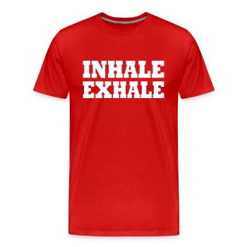 Inhale exhale - Men's Premium Organic T-Shirt - red - Front - Damien (186cm)