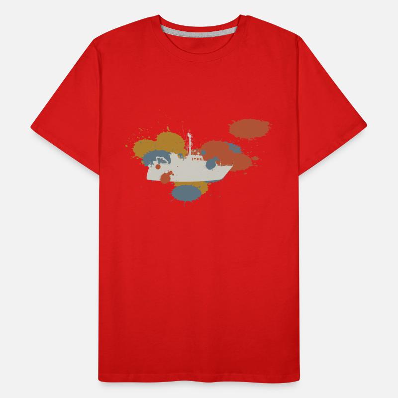 Boot Schiff Motorboot Farbklecks Männer Premium Bio T-Shirt