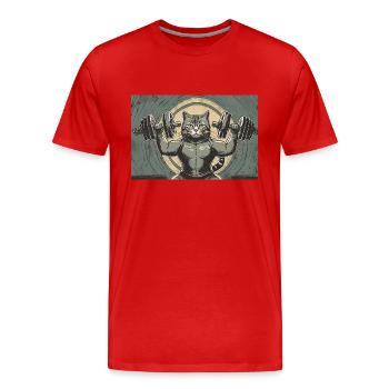 Wortspiel mehrdeutiger deutscher Ausdruck - Muskelkater - Männer Premium Bio T-Shirt - Rot - Vorne - Damien (186cm)