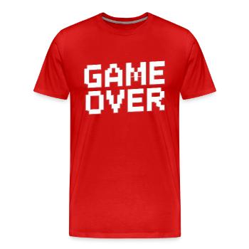 GAME OVER - Men's Premium Organic T-Shirt - red - Front - Damien (186cm)