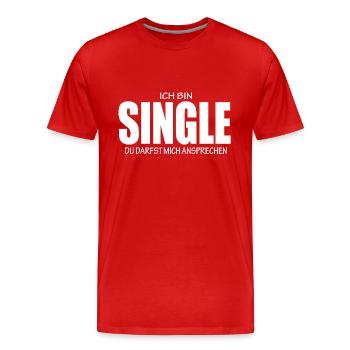 Célibataire - T-shirt bio Premium Homme - rouge - Devant - Damien (186cm)