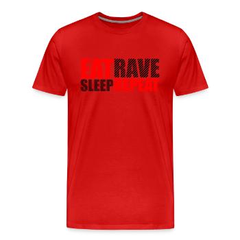 Manger dormir rave répéter nourriture sommeil corbeau disant - T-shirt bio Premium Homme - rouge - Devant - Damien (186cm)