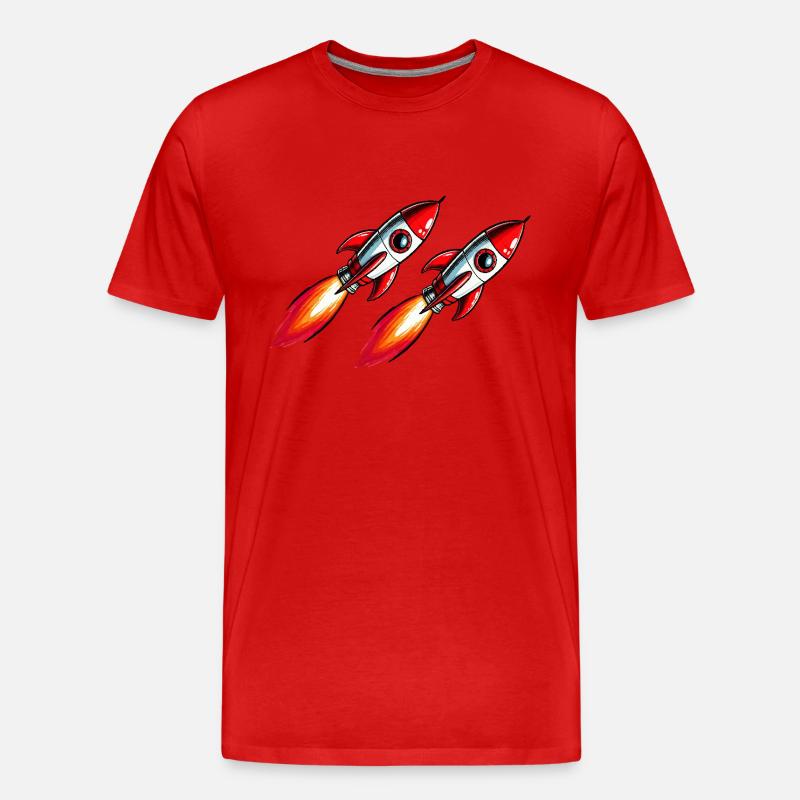Rakete Comic - Männer Premium Bio T-Shirt - Rot