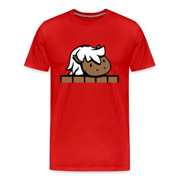 Pferd hinter Zaun versteckt Holz Mauer Stalltür - Männer Premium Bio T-Shirt - Rot - Vorne - Damien (186cm)