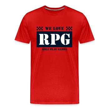We love epic role play games - Men's Premium Organic T-Shirt - red - Front - Damien (186cm)