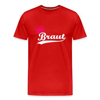 Braut - Männer Premium Bio T-Shirt - Rot - Vorne - Damien (186cm)
