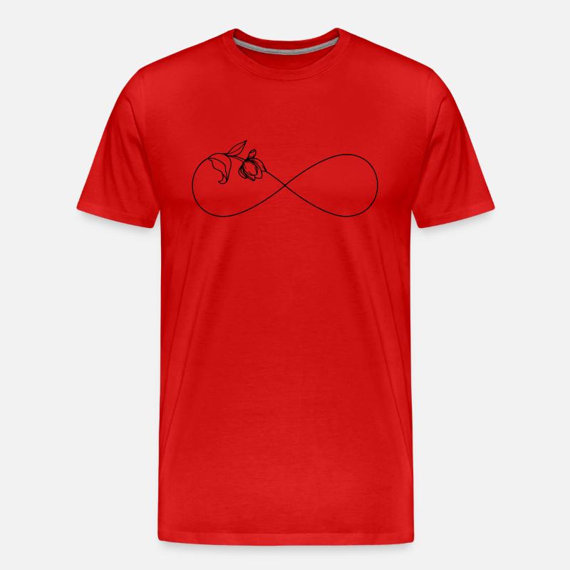 Schlichtes Unendlichkeitssymbol Infinity mit Blume - Männer Premium Bio T-Shirt - Rot
