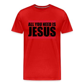 Beam Need Jesus - Men's Premium Organic T-Shirt - red - Front - Damien (186cm)