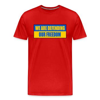 We are defending our freedom - Men's Premium Organic T-Shirt - red - Front - Damien (186cm)